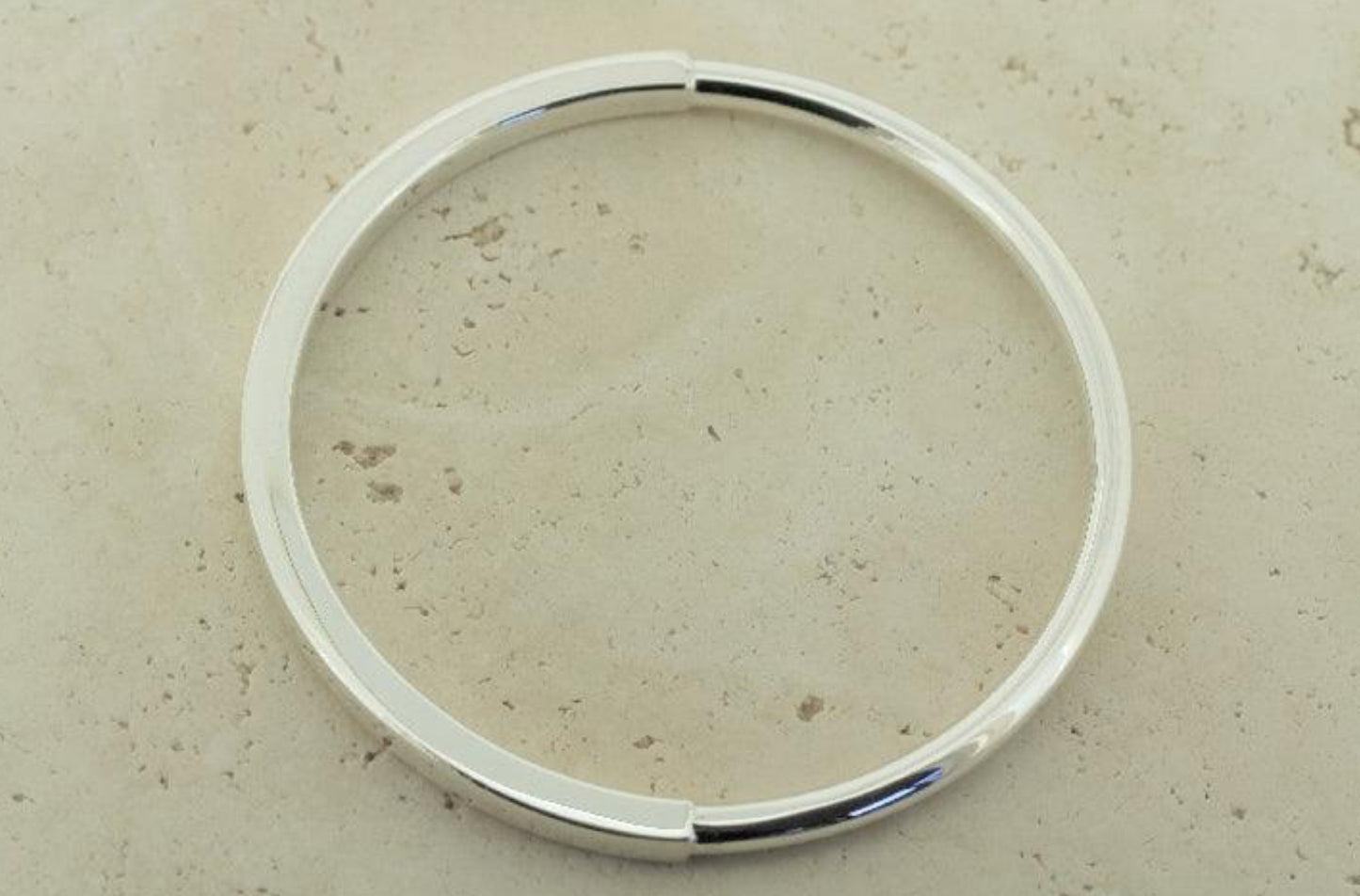SILVER BANGLE - HALF TUBED HALF SQUARED