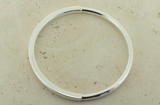 SILVER BANGLE - HALF TUBED HALF SQUARED