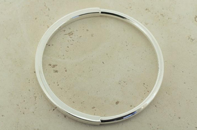 SILVER BANGLE - HALF TUBED HALF SQUARED