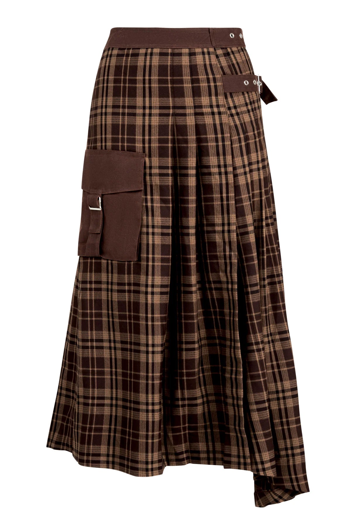 PEOPLE PLEATS-ER SKIRT  - CHOCOLATE CHECK