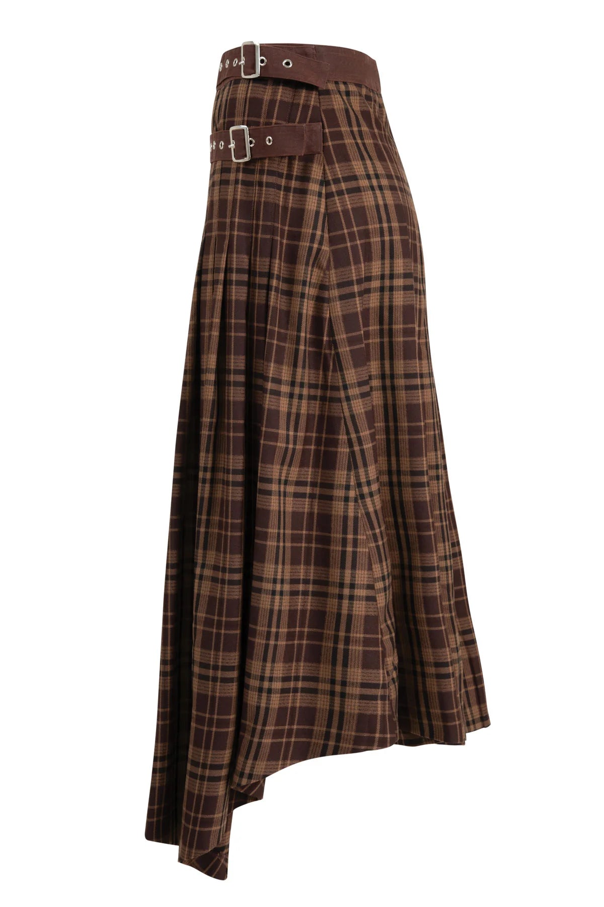 PEOPLE PLEATS-ER SKIRT  - CHOCOLATE CHECK