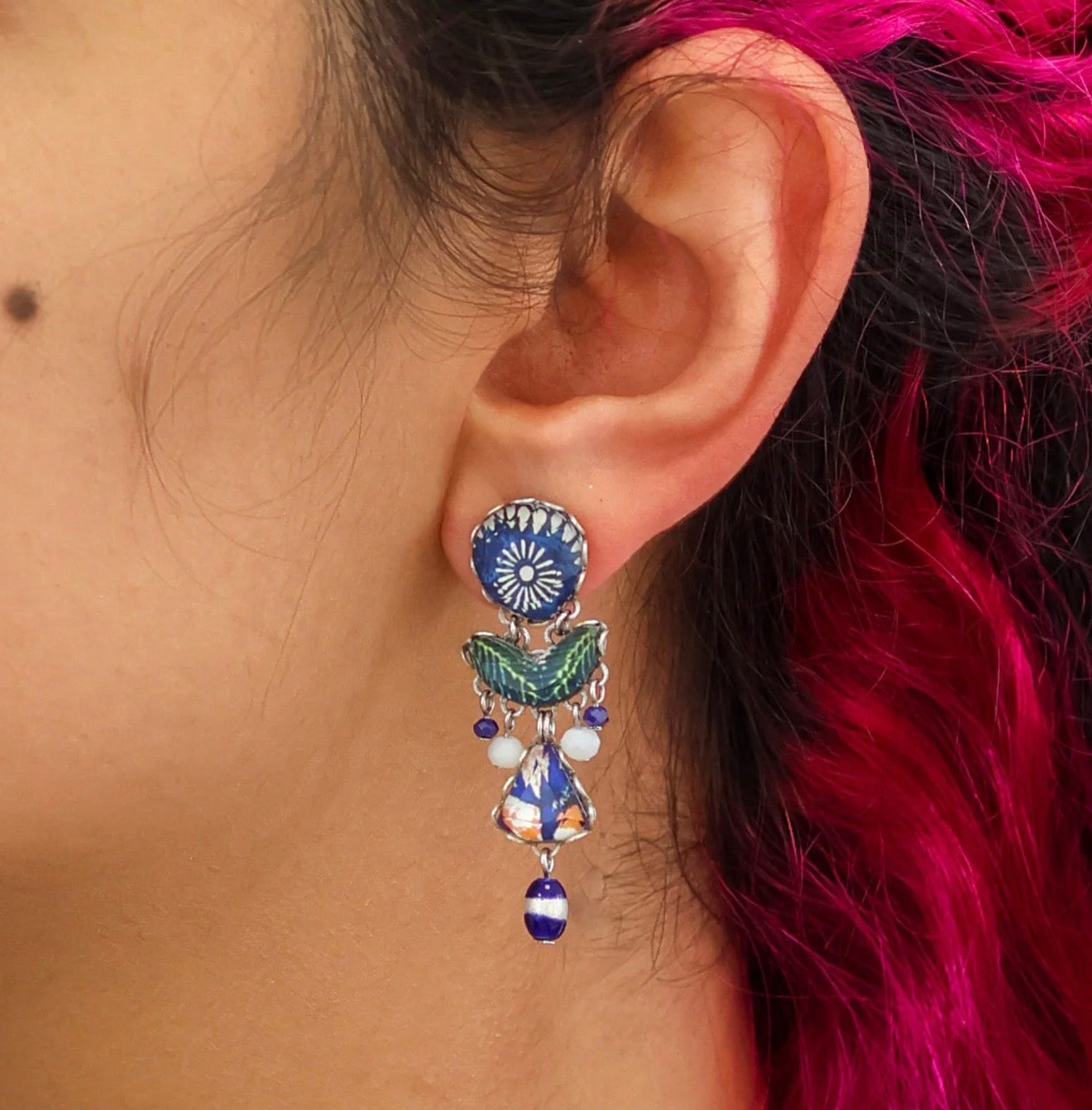 APHRODITE SMALL BLUE EARRINGS - BLUE DOMES SET