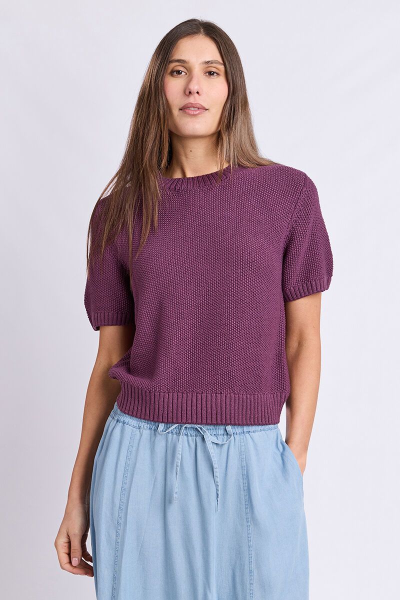 BLAIR SHIRT SLEEVE KNIT - PLUM