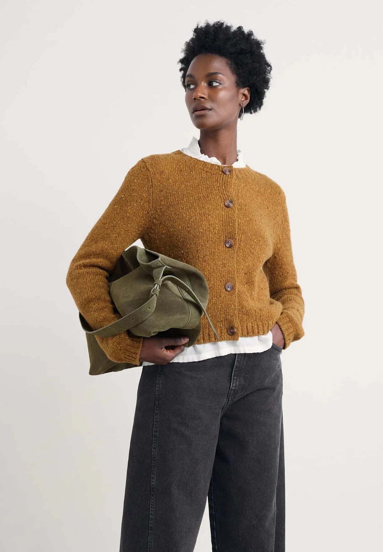 DAWSON PICK MERINO CARDIGAN - MARSHLAND