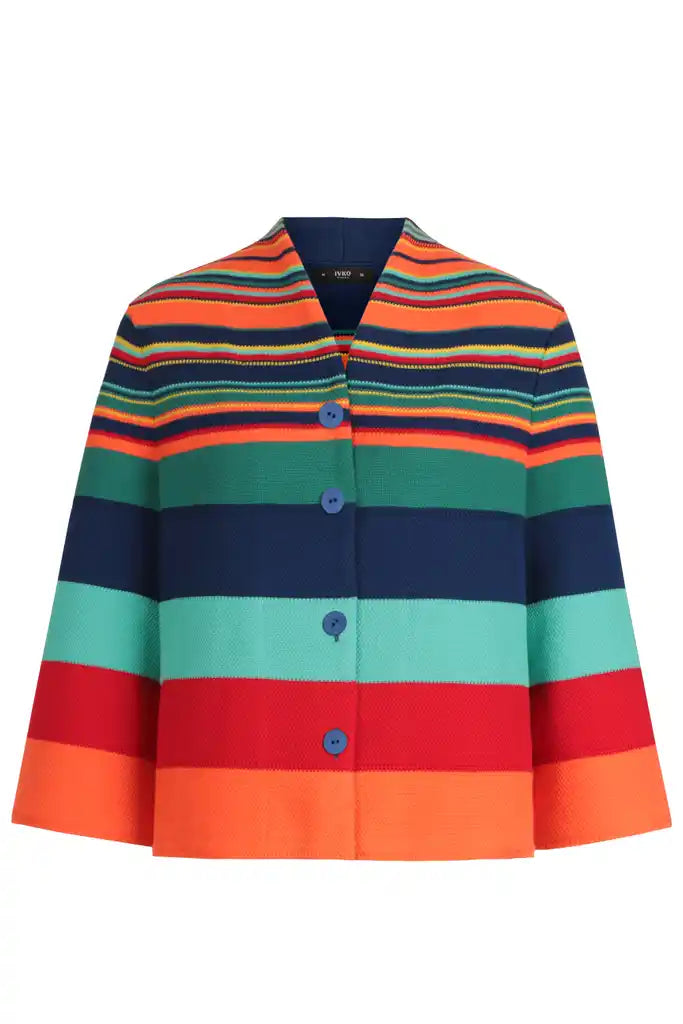 CARDIGAN WITH BACK PLEAT STRIPE - NAVY