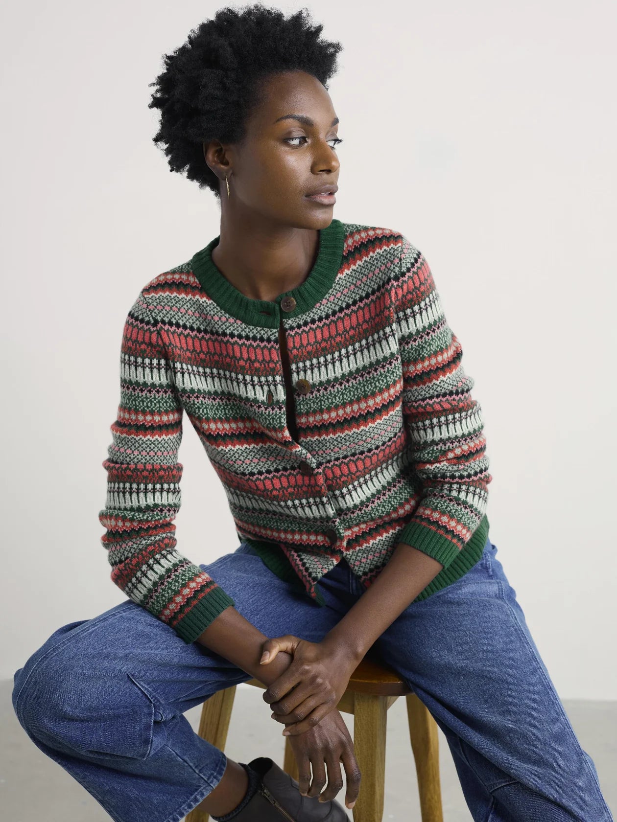 PERCELLA COVE CARDIGAN - WEAVING NEEDLE DARK FORAGE MIX