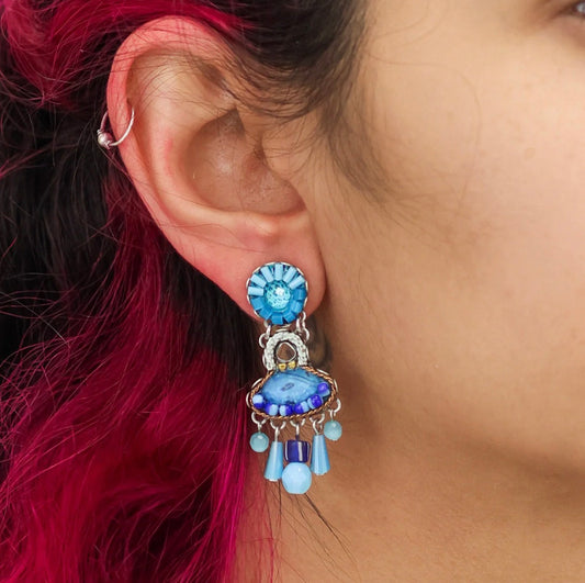 HORIZON BLUE BEADED EARRINGS - BLUE BAYOU SET