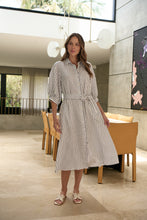 Load image into Gallery viewer, LINEN MIDI DRESS - BLUEBERRY STRIPE
