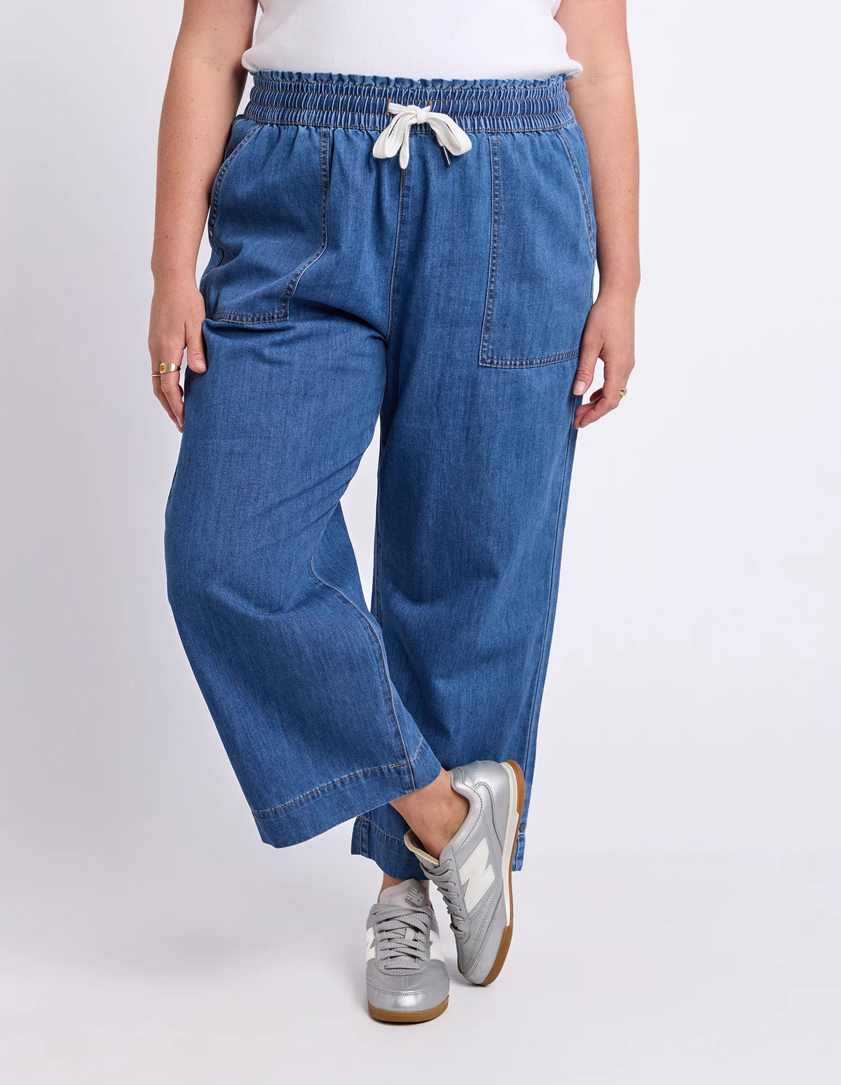 GRETA SLIM LEG PANT - MID BLUE WASH