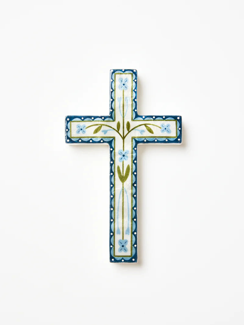 SAMIRA LARGE CROSS - BLUE FLOWER