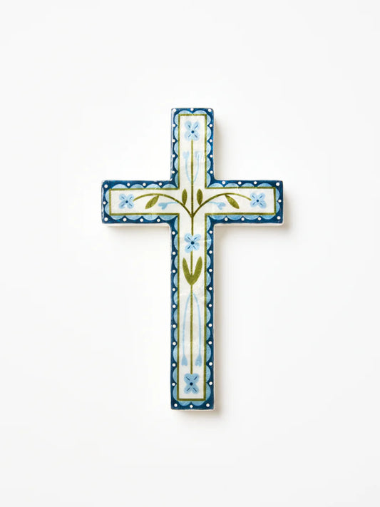 SAMIRA LARGE CROSS - BLUE FLOWER