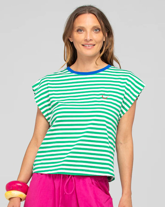 BELLISSIMO TEE - GREEN STRIPE
