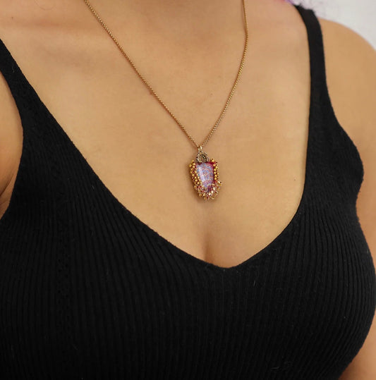 SNOWBLOOM ELEGANT PENDANT NECKLACE - PLUM WINE SET