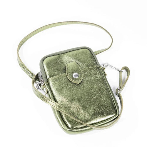 METALLIC MEDIUM PHONE/TRAVEL BAG - KHAKI