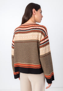 JACQUARD PULLOVER - BEIGE STRUCTURE PATTERN