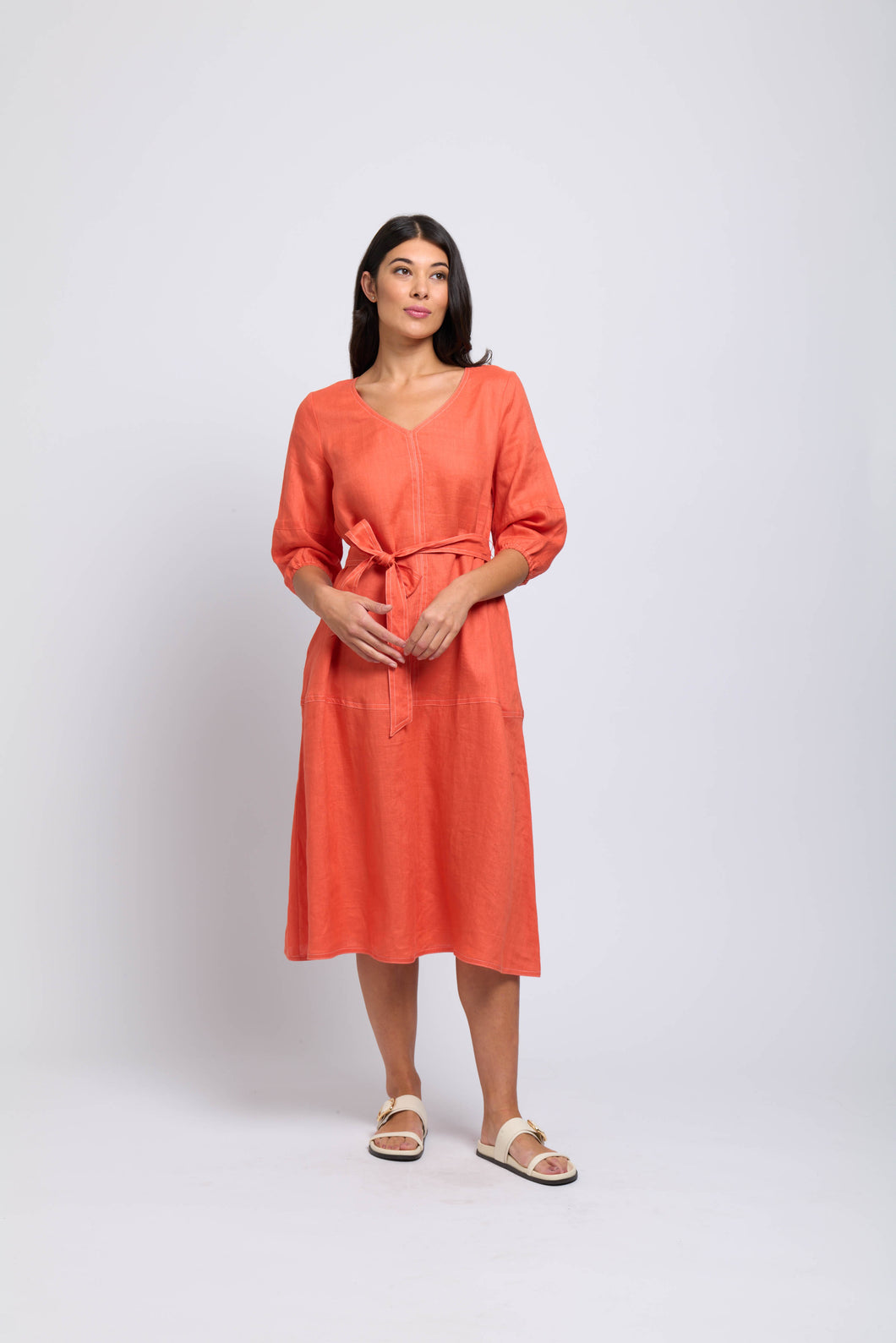 STITCH AND SHOUT DRESS - NECTARINE