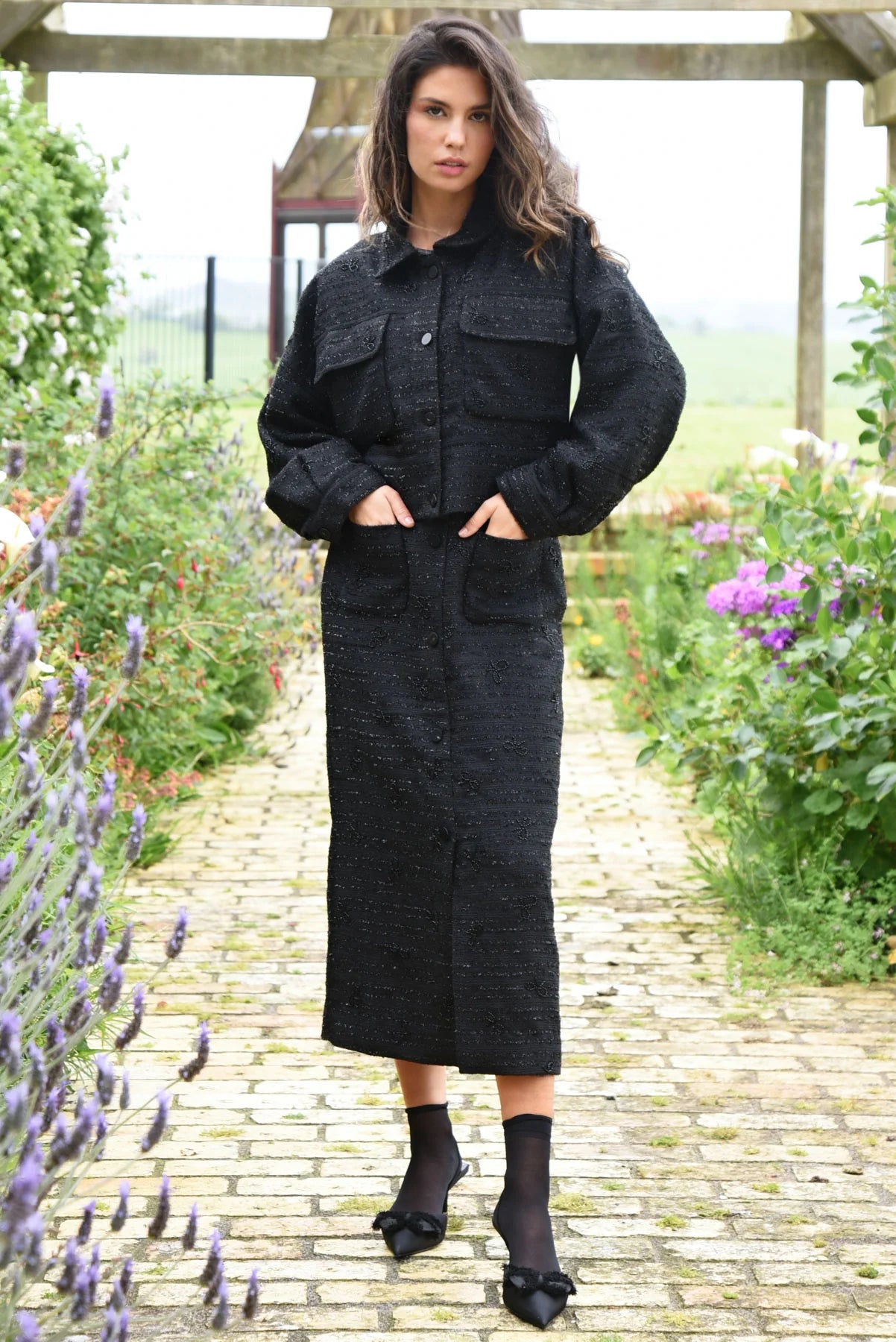 TWEED THE WAY SKIRT - BLACK