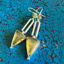 Load image into Gallery viewer, AMBER ARROW SILVER EARRINGS WITH CITRINE STONES