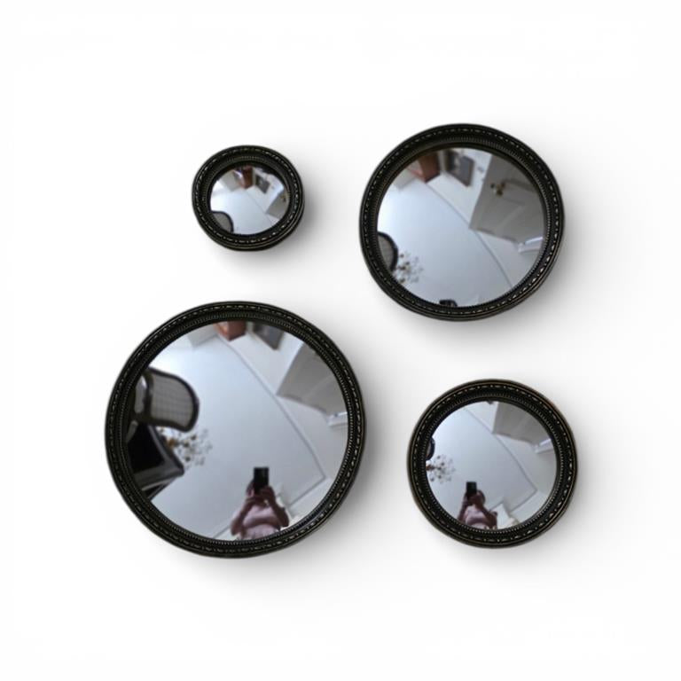 CONVEX ANTIQUED BLACK BEADED MIRROR