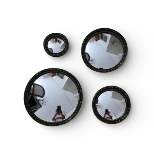 CONVEX ANTIQUED BLACK BEADED MIRROR
