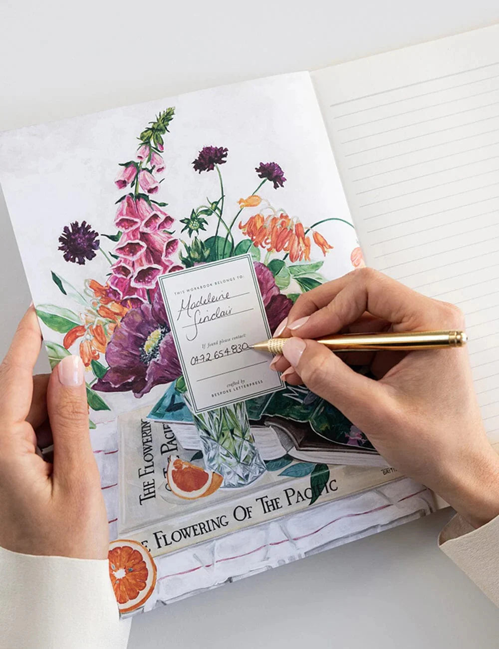 WORKBOOK LINED PAGES - POPPIES & FOXGLOVES