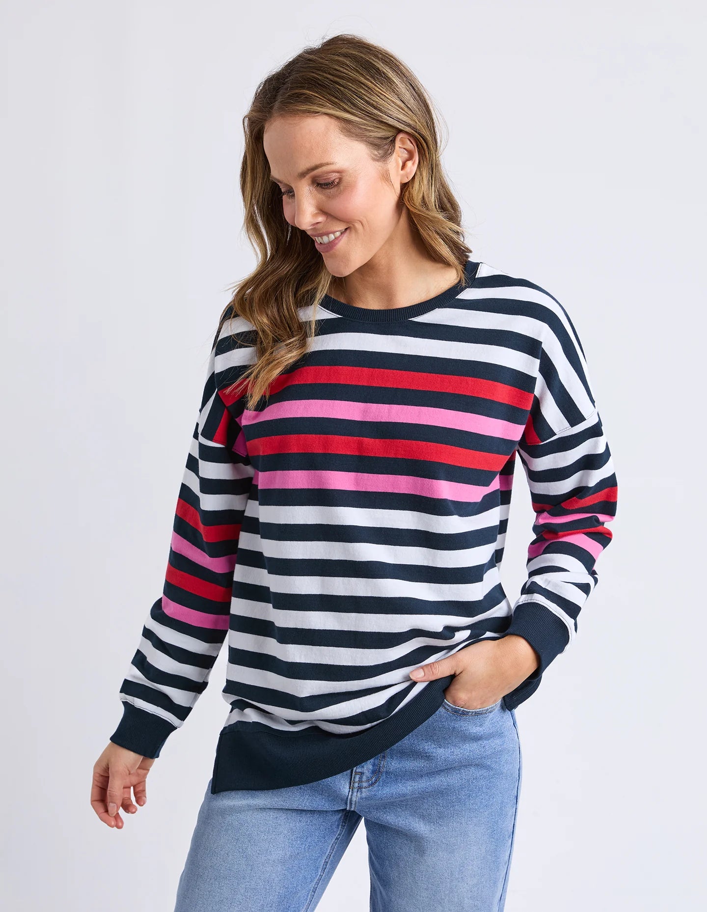 LOLLIPOP CREW - NAVY & WHITE STRIPE