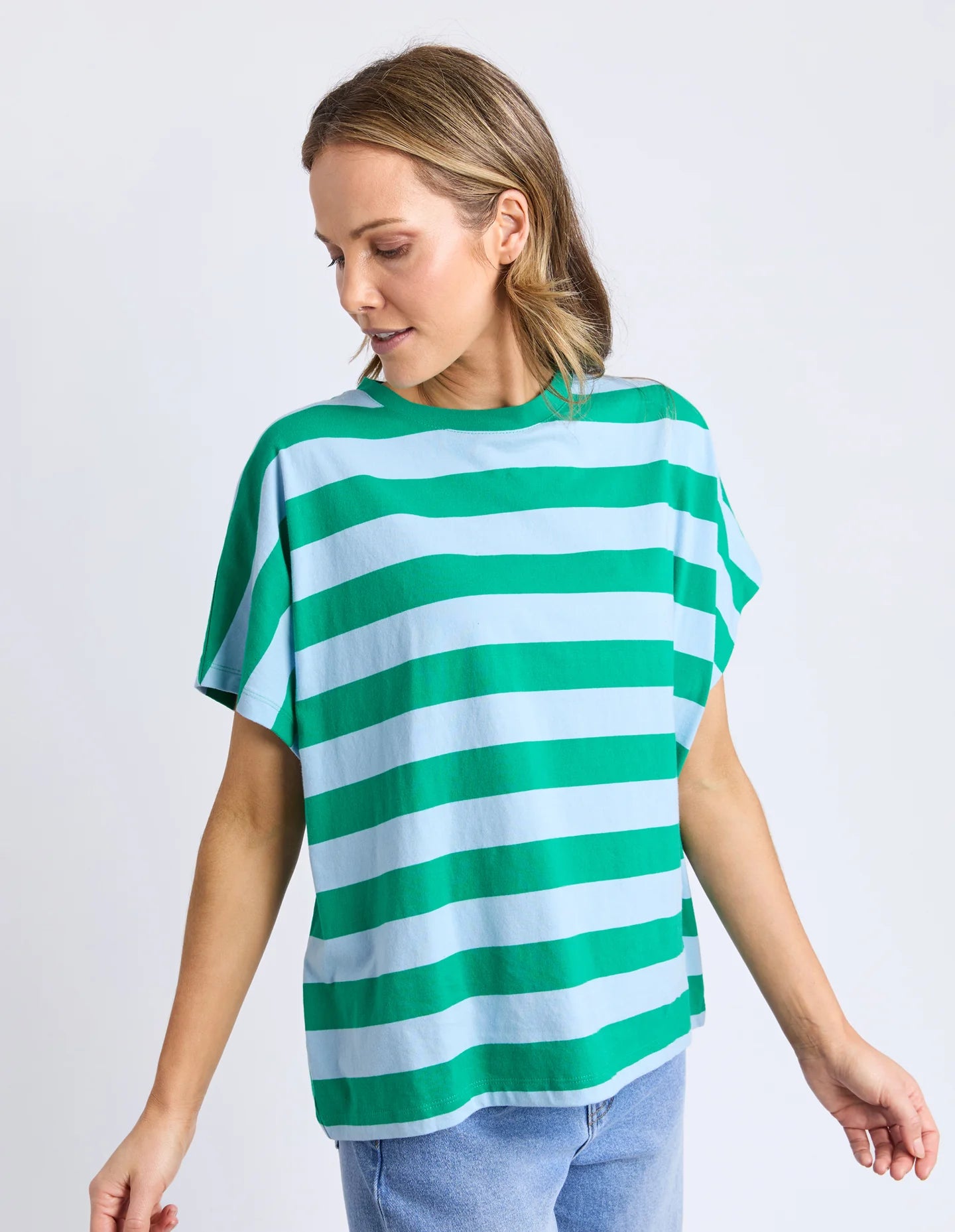 POET TEE - GREEN & BLUE STRIPE