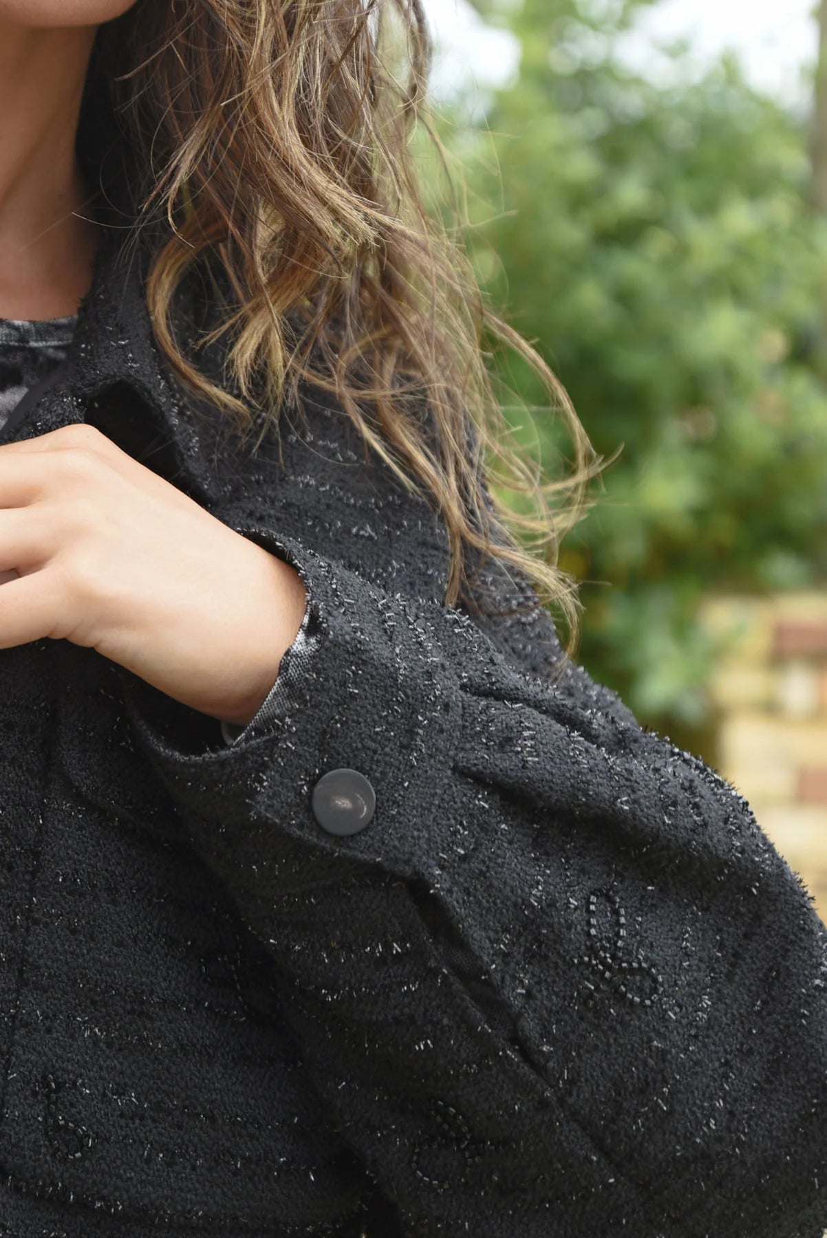 TWEEDLE BOW JACKET - BLACK