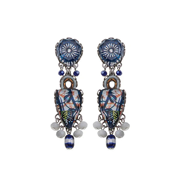 APOLLO CASUAL GLASS EARRINGS - BLUE DOMES SET