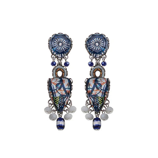 APOLLO CASUAL GLASS EARRINGS - BLUE DOMES SET