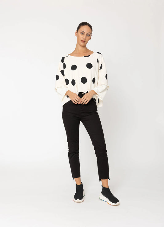RIZA SWEATSHIRT - WHITE POLKA DOT