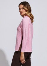 OTTOMAN FUNNEL NECK KNIT TOP - FONDANT