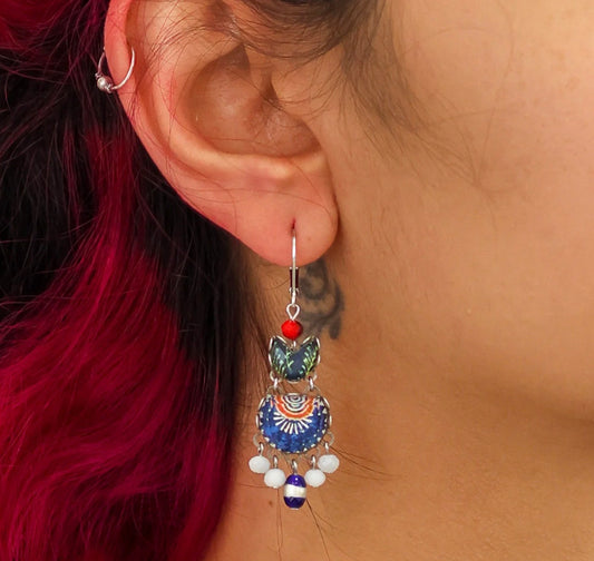 HERA BLUE HERON EARRINGS - BLUE DOMES SET