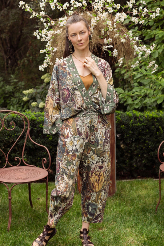 ARTISTS CROPPED PANTS - LINEN FLOWER & BEE