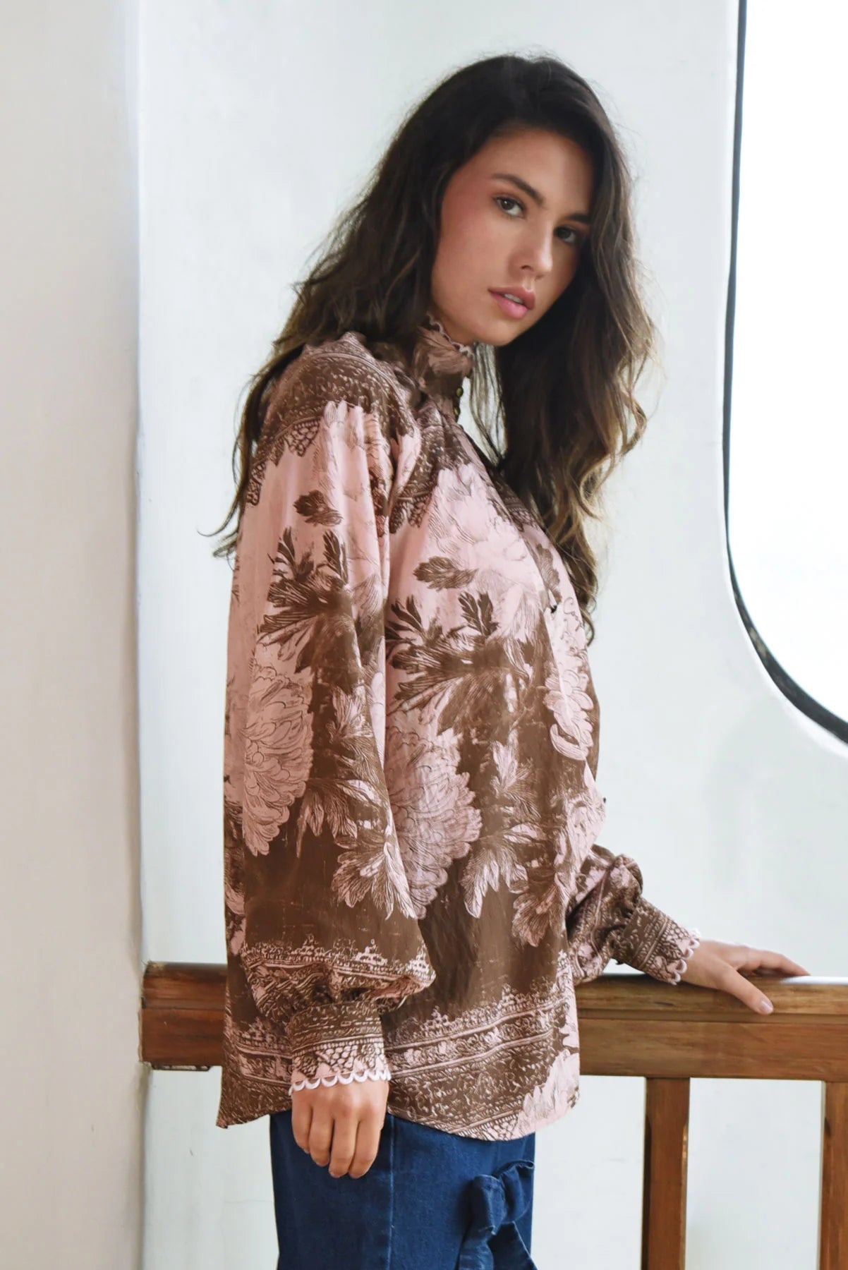 HIGH SOCIETY BLOUSE - PINK & BROWN
