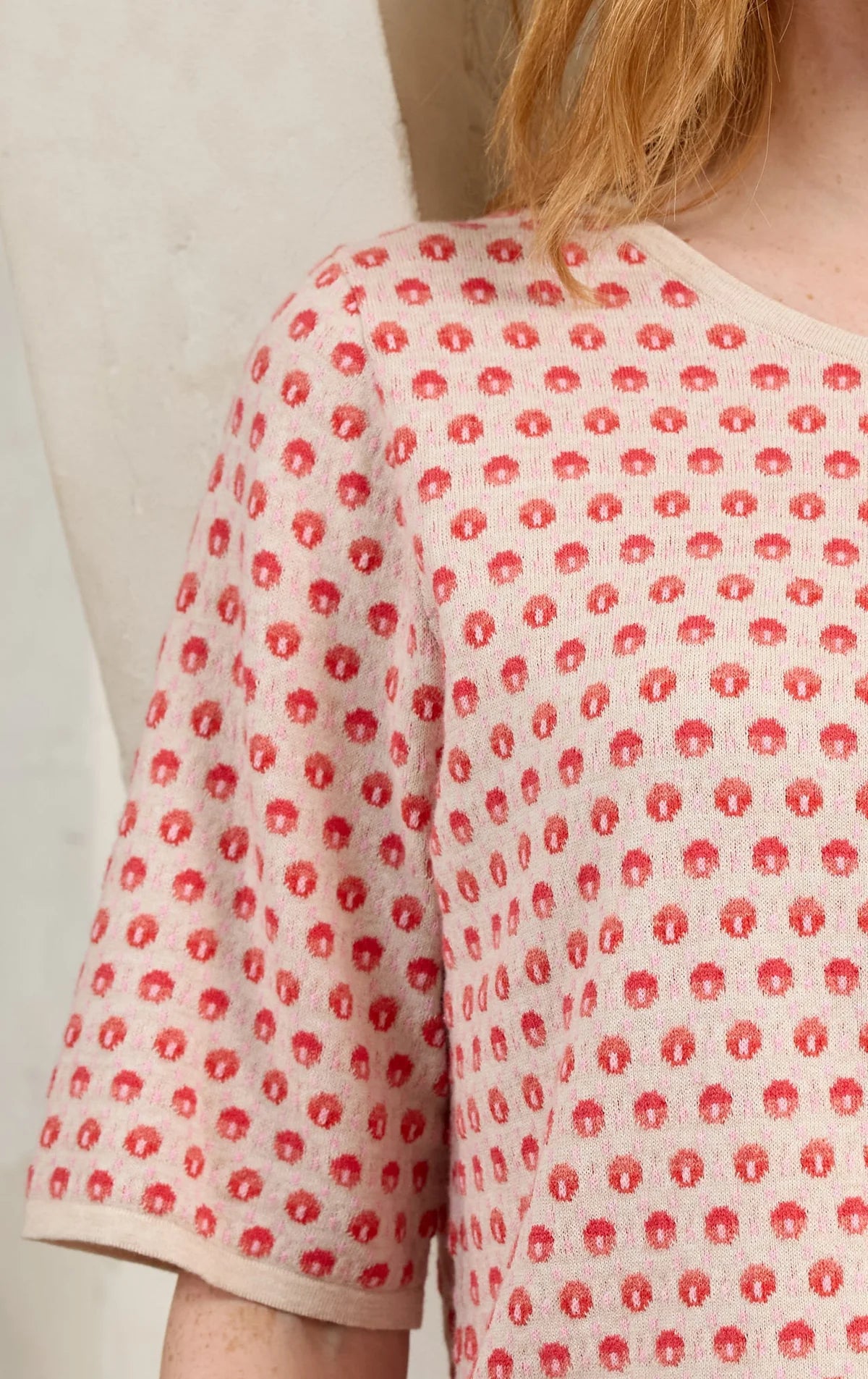 POMME ECO DASHED DOTS TEE - SOFT RED