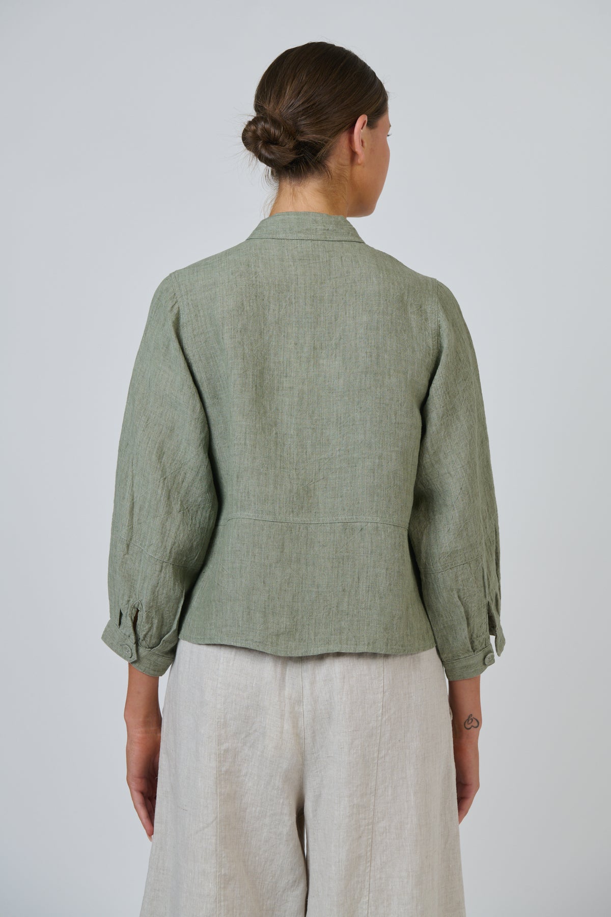 LINEN SHIRT JACKET - ARTICHOKE