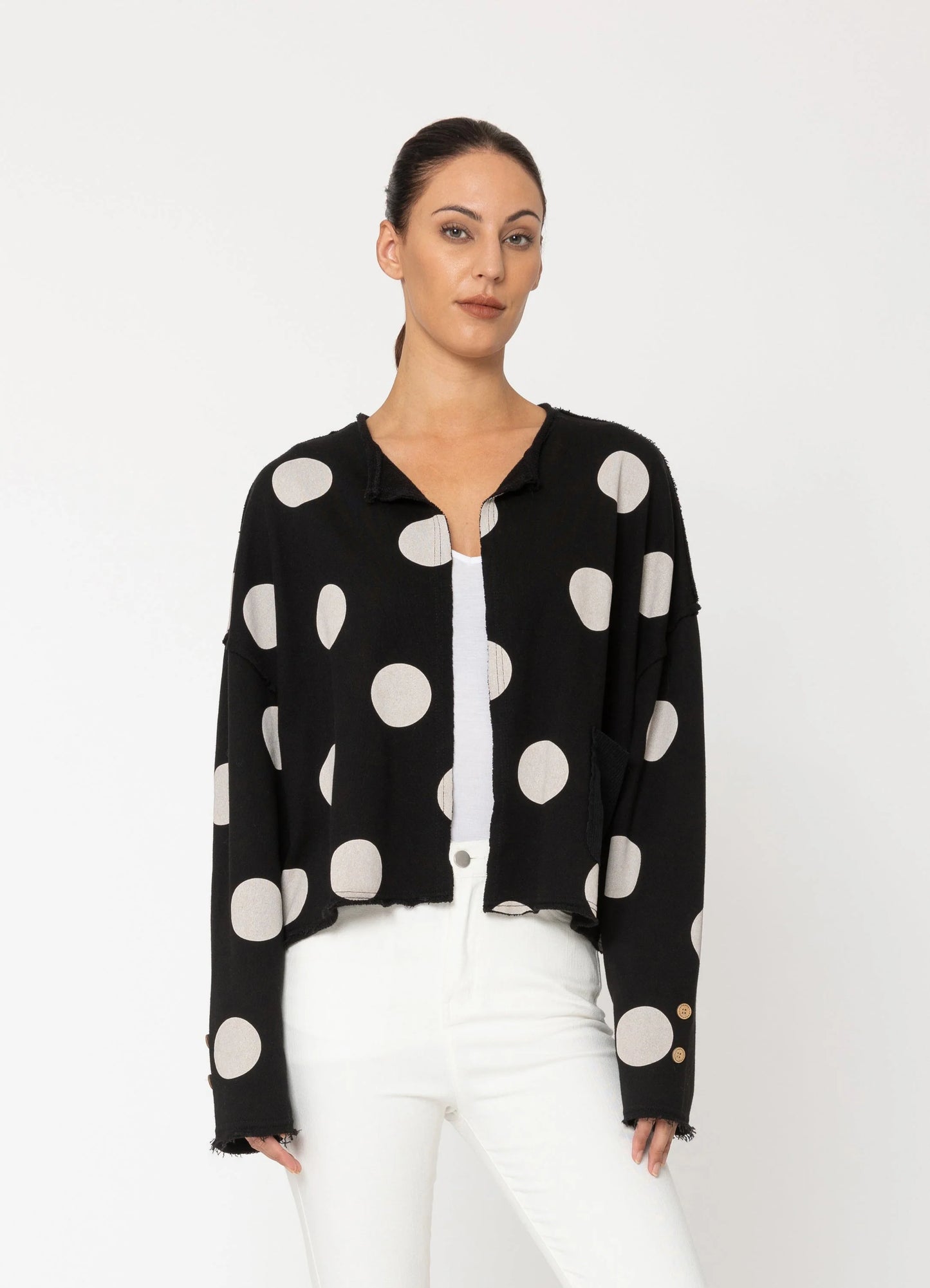 MIRE CARDIGAN - BLACK POLKA DOT