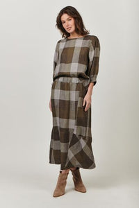 LINEN SKIRT - BREEN PLAID