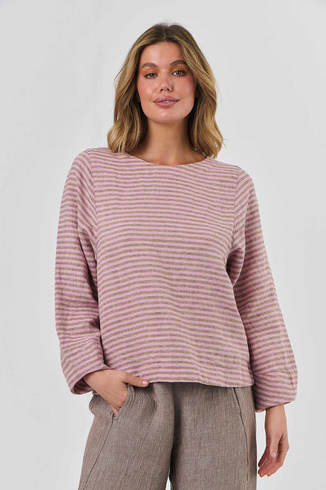 STRIPE LONG SLEEVE  TOP - TRIFLE