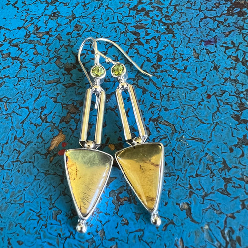 AMBER ARROW SILVER EARRINGS WITH CITRINE STONES