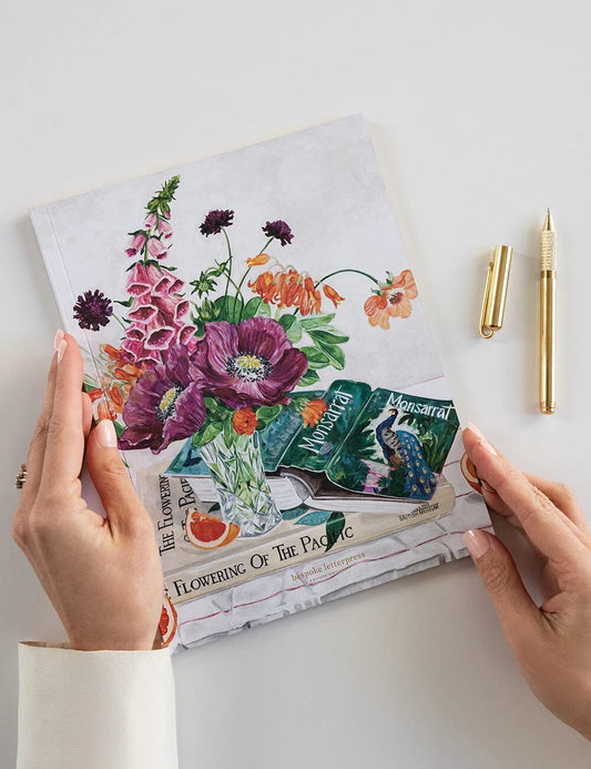 WORKBOOK LINED PAGES - POPPIES & FOXGLOVES