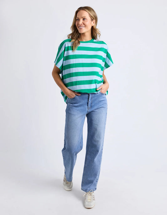 POET TEE - GREEN & BLUE STRIPE