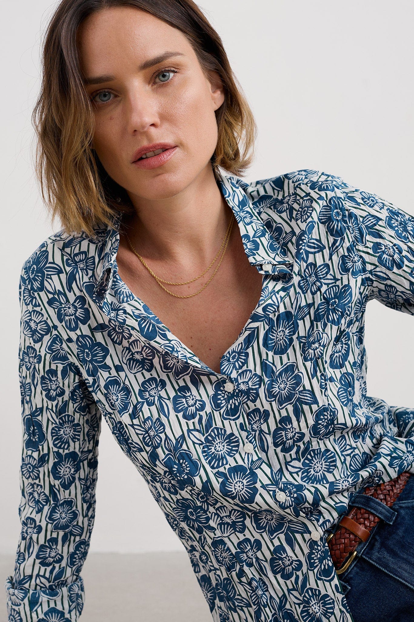 LARISSA SHIRT - FLORAL IMPRINT CHALK