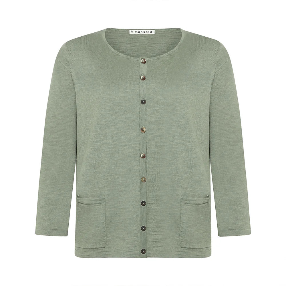 KATRINE ECO SLUB CARDI - KHAKI