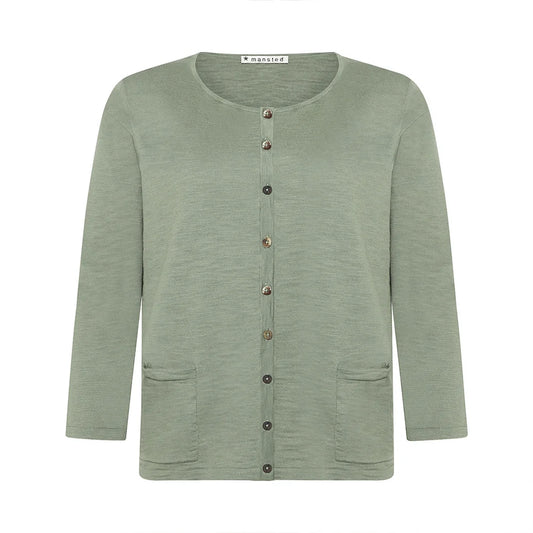 KATRINE ECO SLUB CARDI - KHAKI