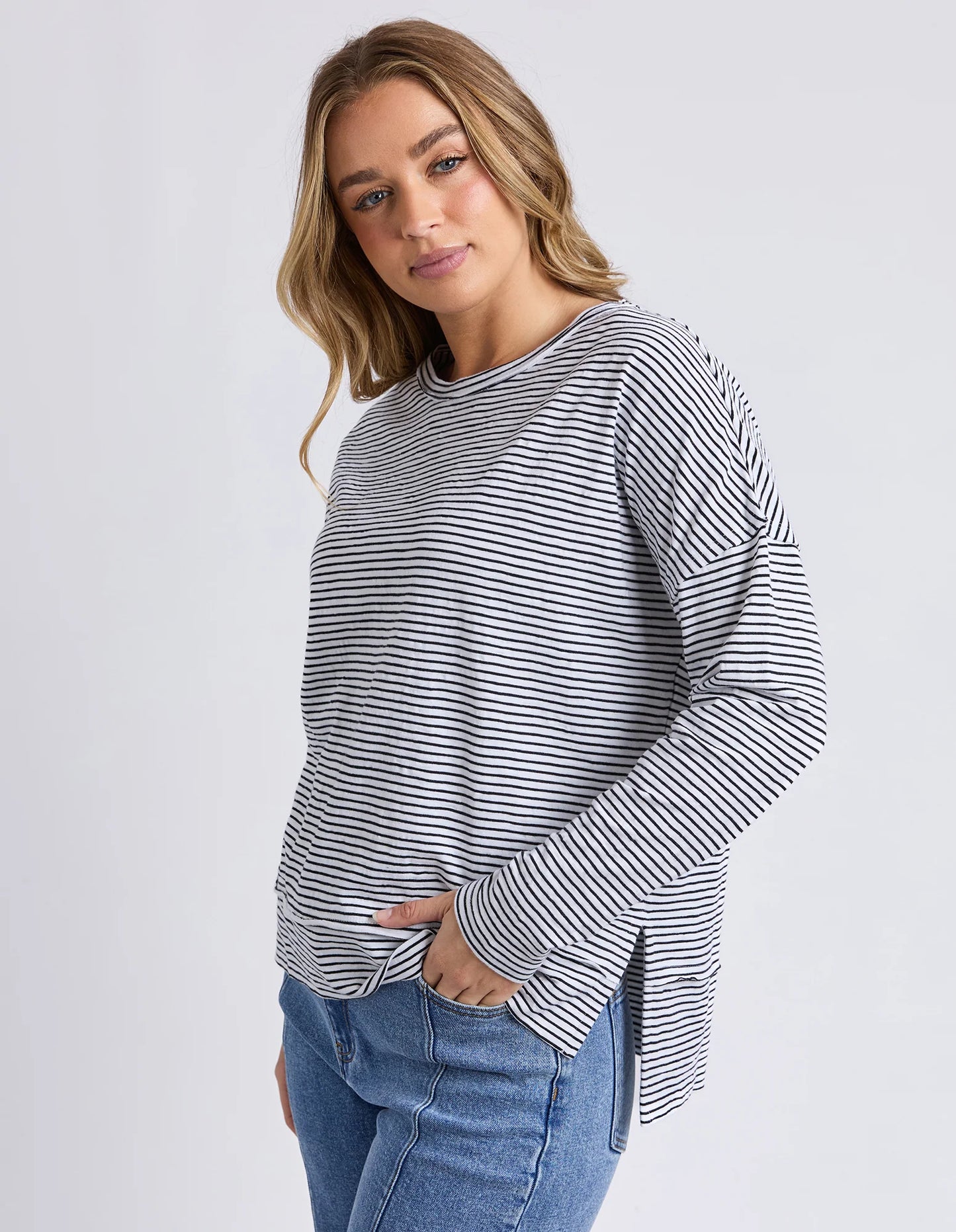 EDDIE STRIPE TOP - BLACK & WHITE STRIPE
