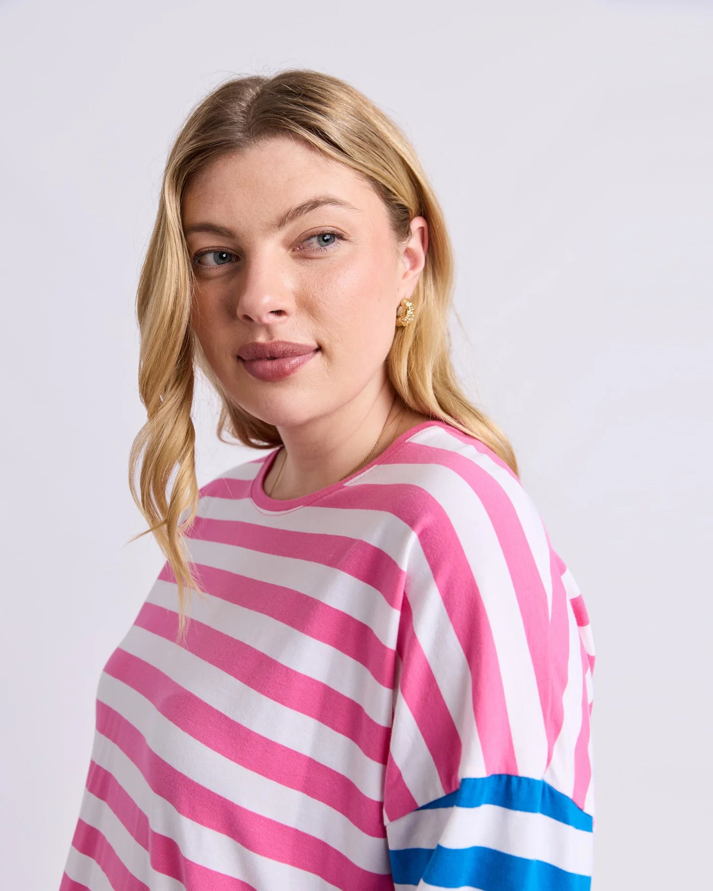 ROUGE STRIPE LONG SLEEVE TEE - PINK & WHITE STRIPE