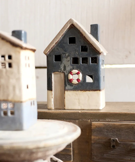 SAINT MALO TEA LIGHT HOUSE WITH BOUY - LARGE