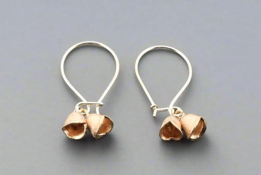2 BELL EARRING - ROSE GOLD & SILVER